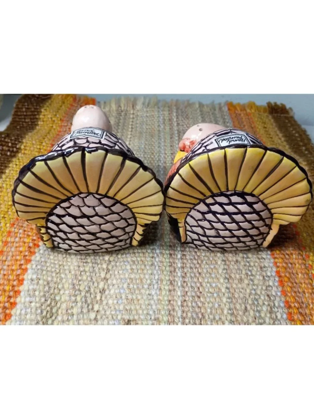 Fitz & Floyd Large Ceramic Turkey Salt & Pepper Shakers Handpainted Thanksgiving